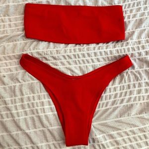Red 2 PC Women's Swim Suit